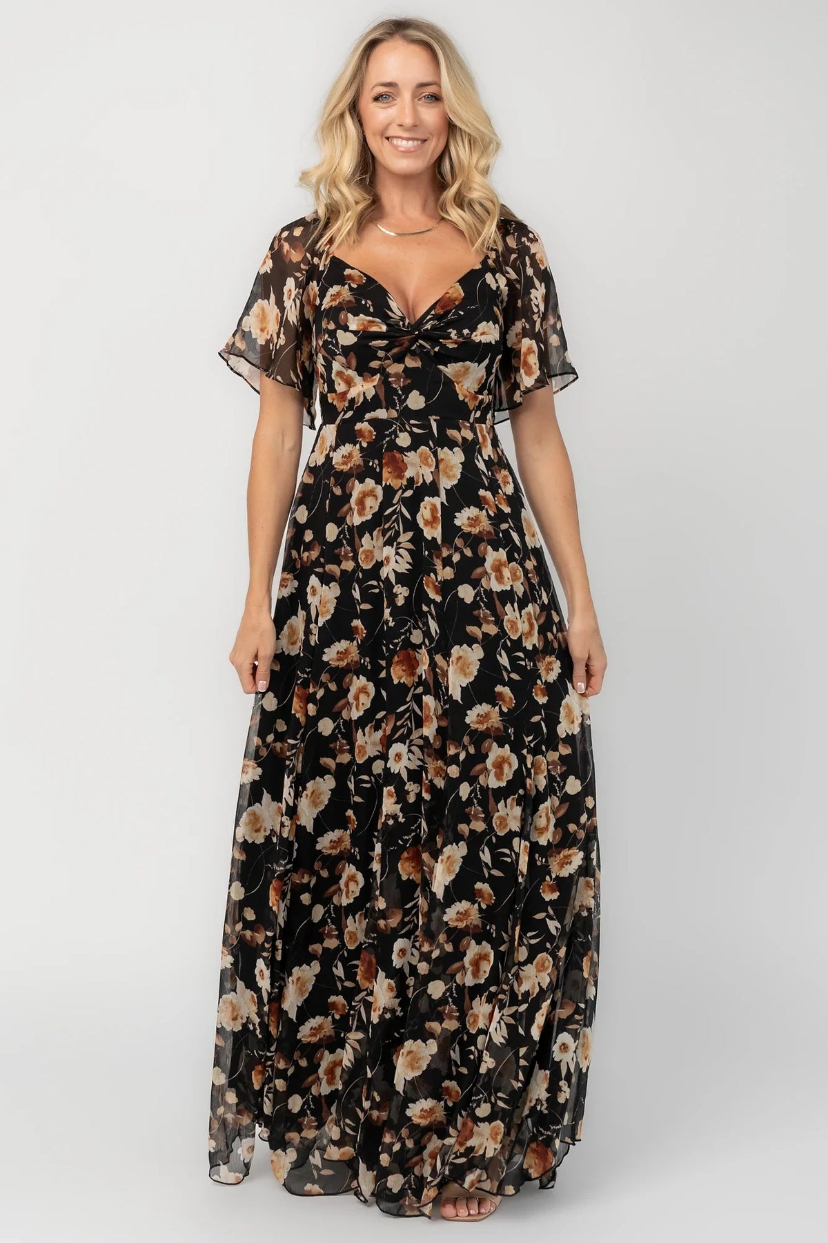 Positano Maxi Dress | Black + Golden Floral