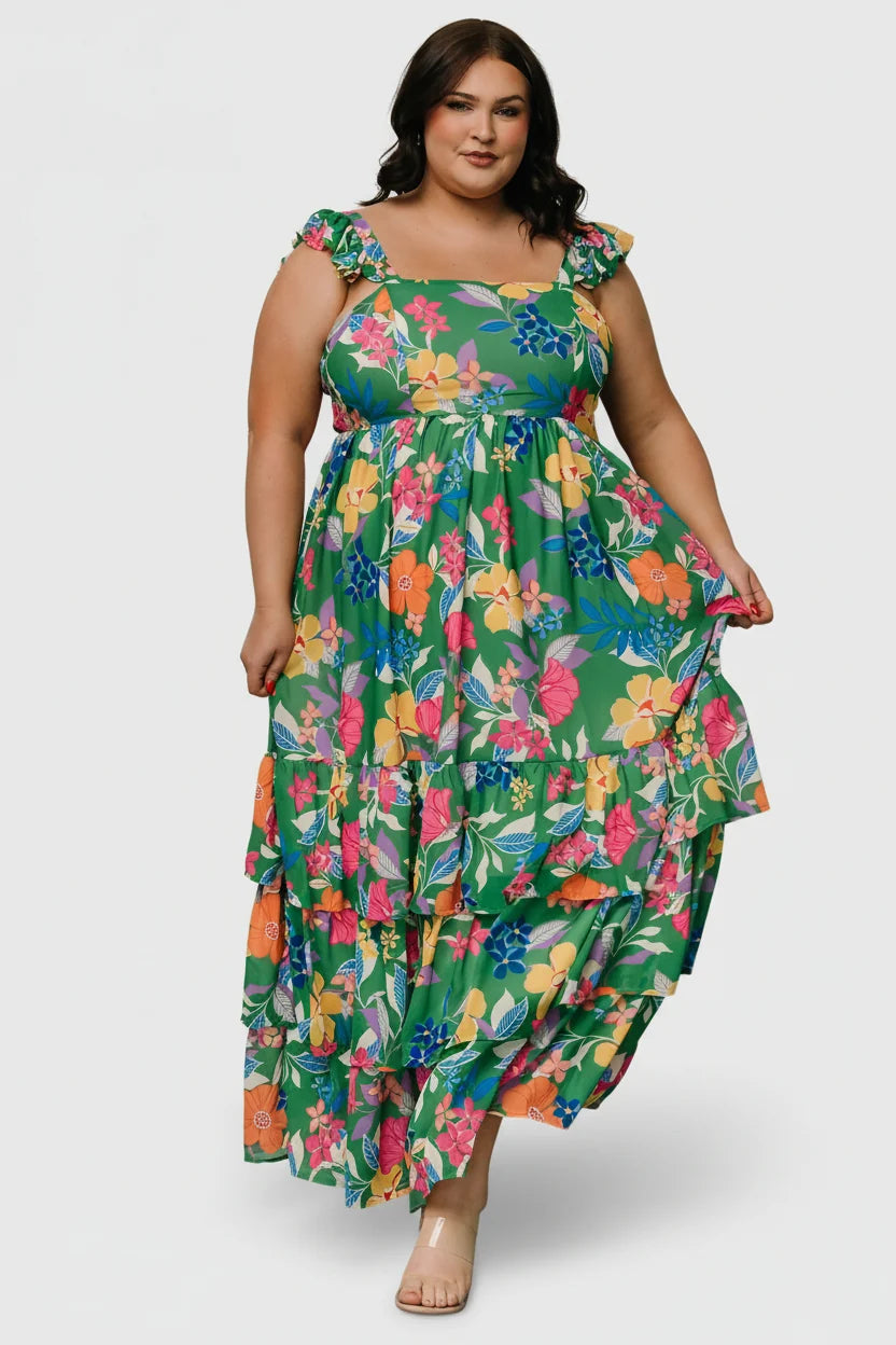 Monte Tiered Maxi Dress | Green Multi Secondary image