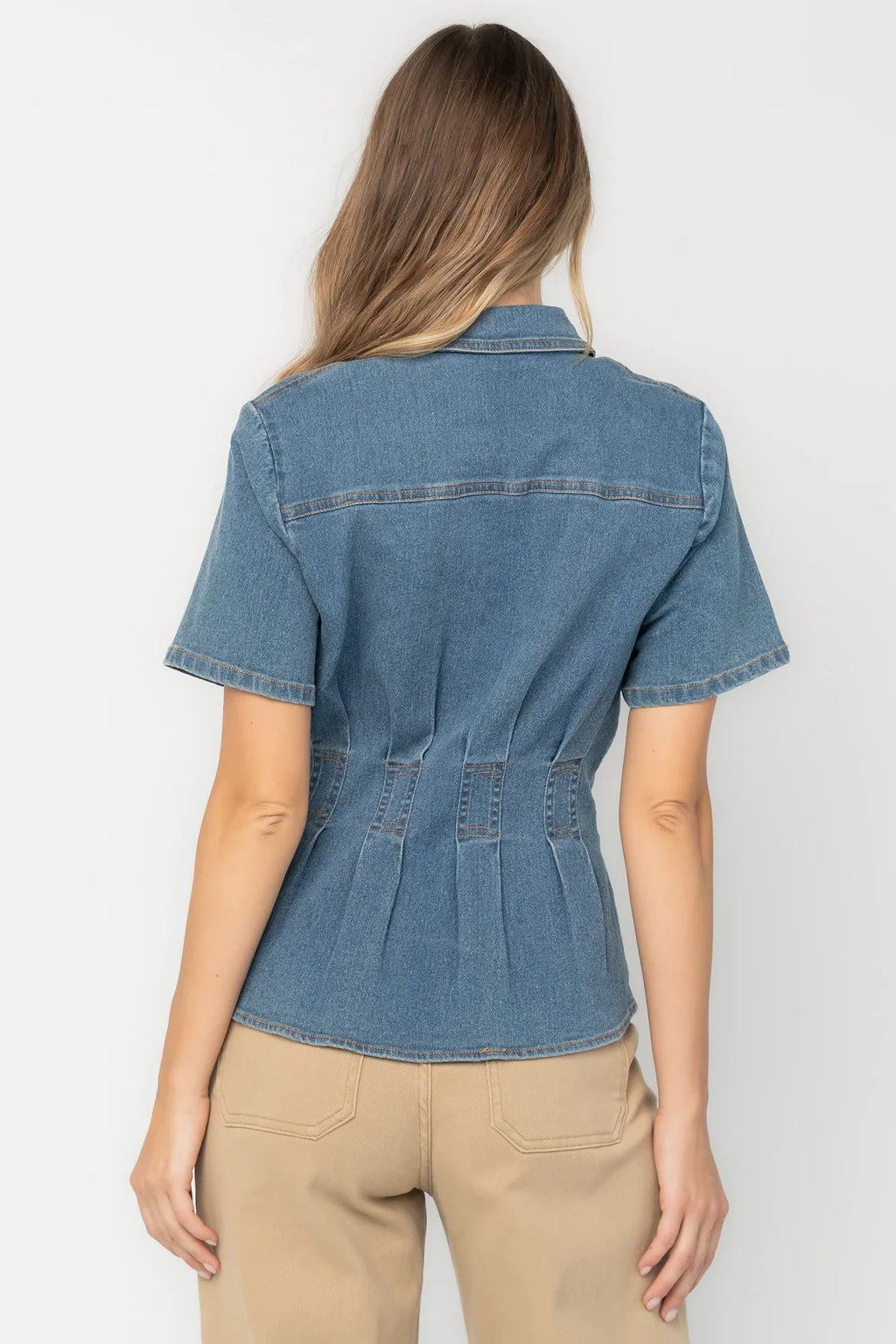 Gia Peplum Top | Medium Wash