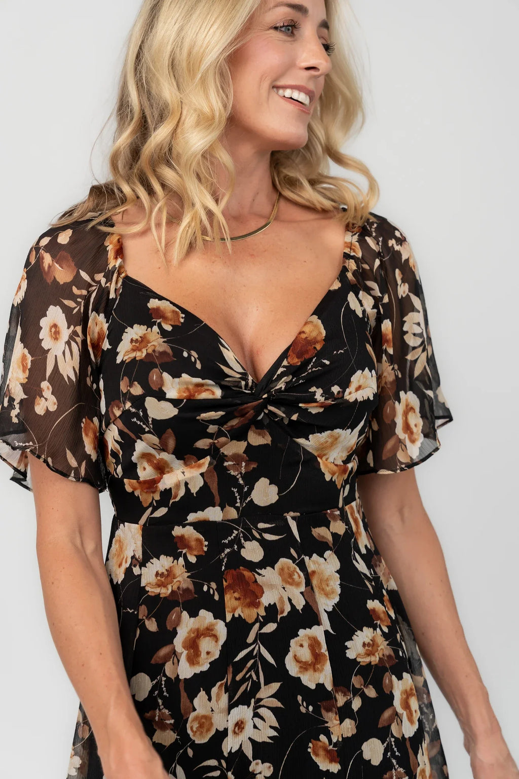 Positano Maxi Dress | Black + Golden Floral