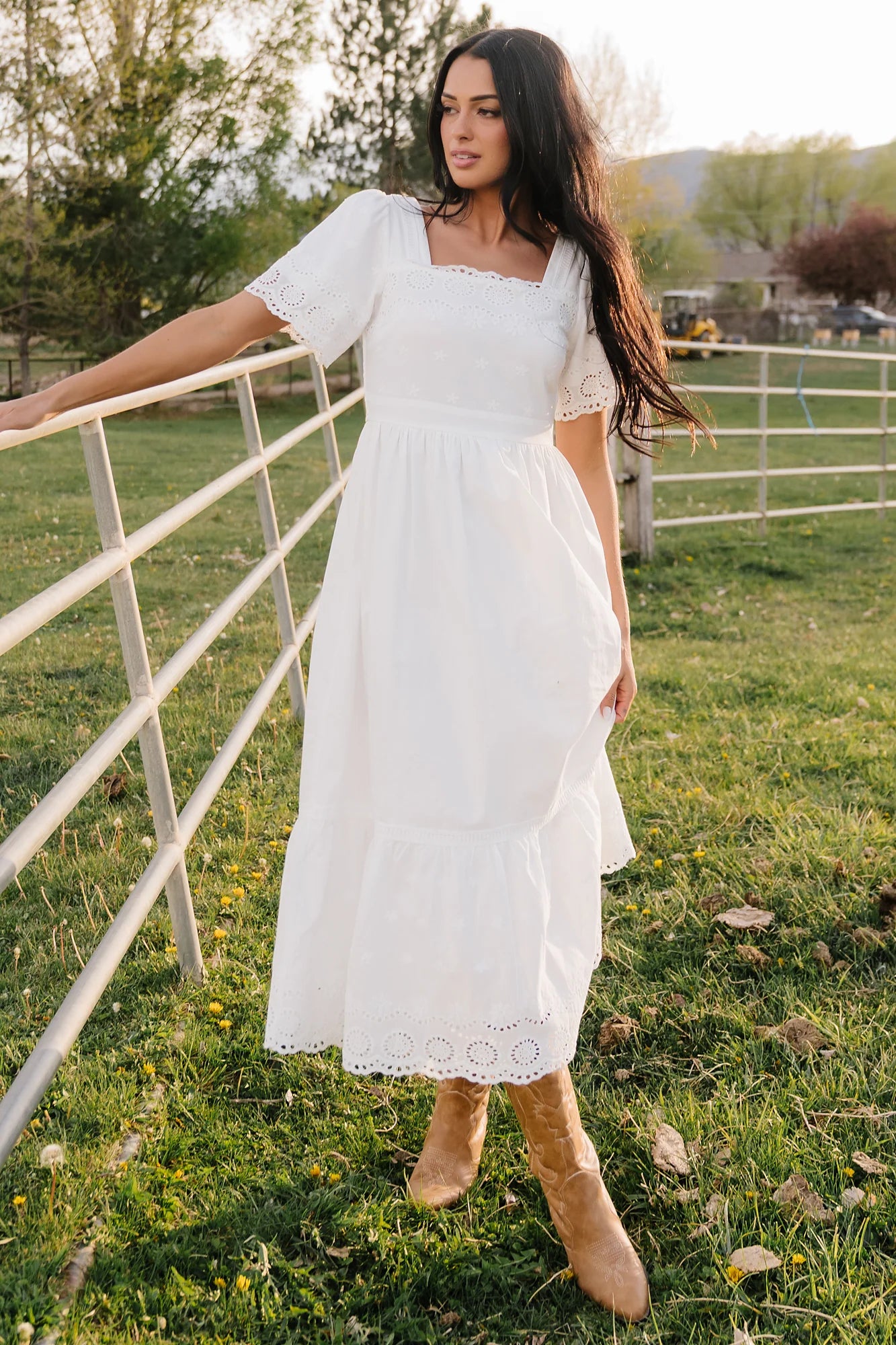 Maddy Eyelet Midi Dress | Off White Secondary image