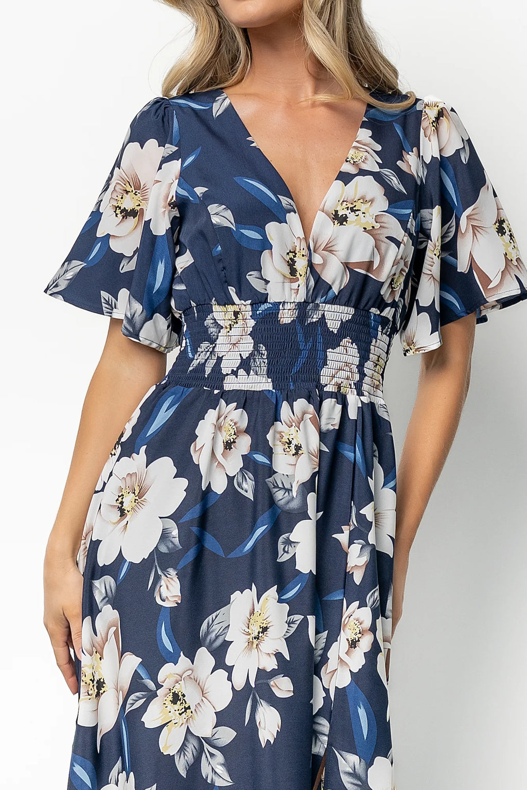 Verona Smocked Maxi Dress | Navy + White Floral