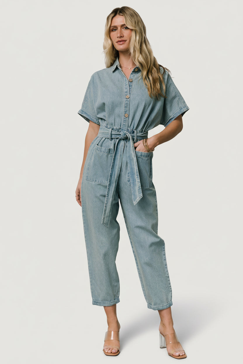 Mateo Button Up Jumpsuit | Denim Main image