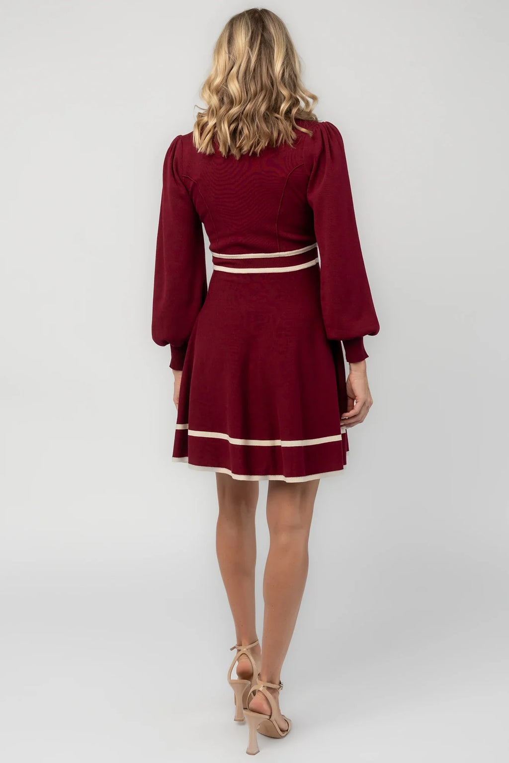 Ashley Knit Short Dress | Wine + Cream