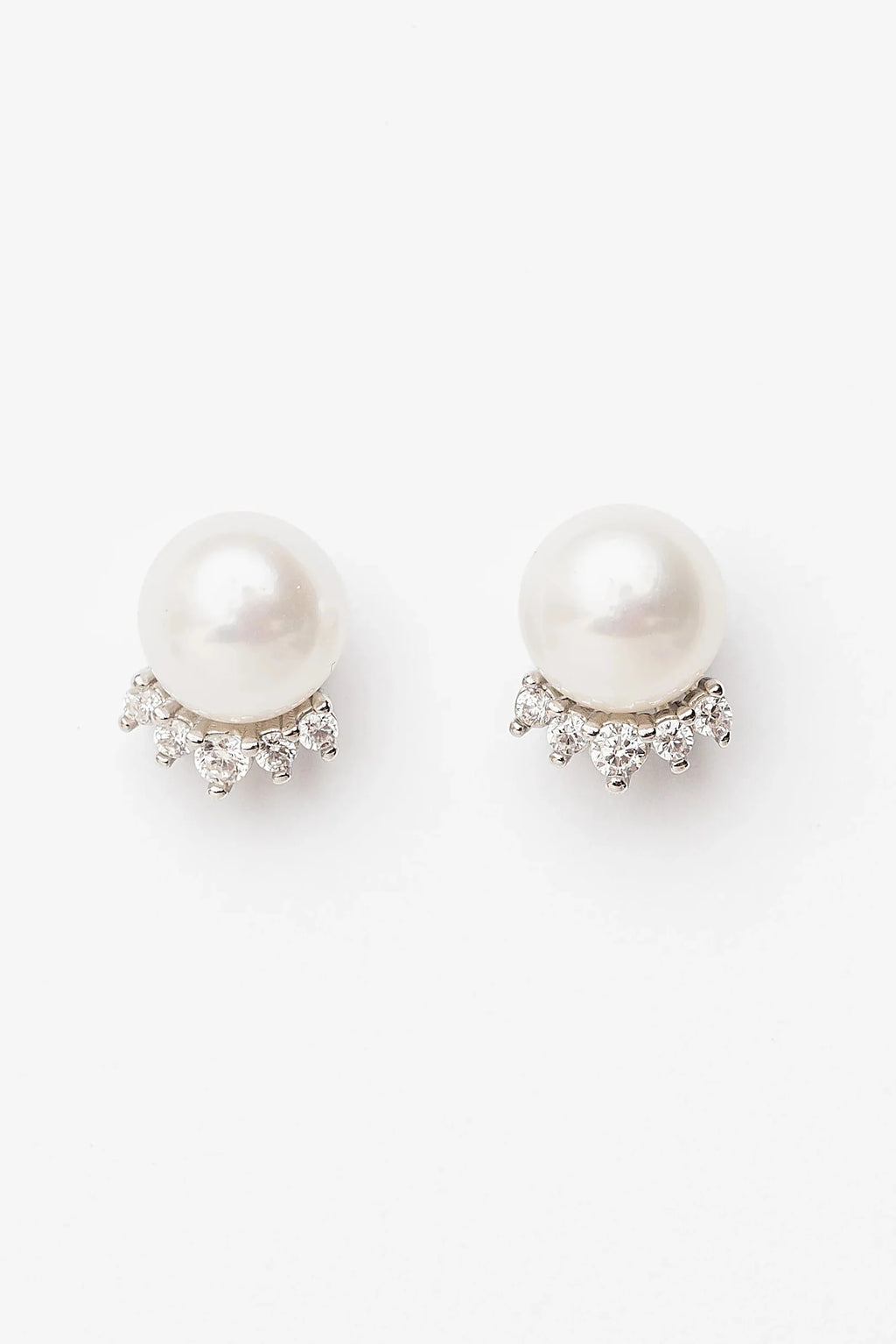 Livvy Pearl Stud Earrings | Silver