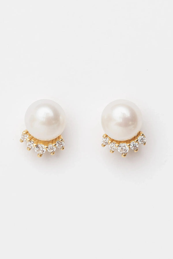 Livvy Pearl Stud Earrings | Gold