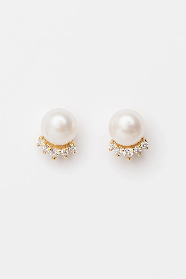 Livvy Pearl Stud Earrings | Gold