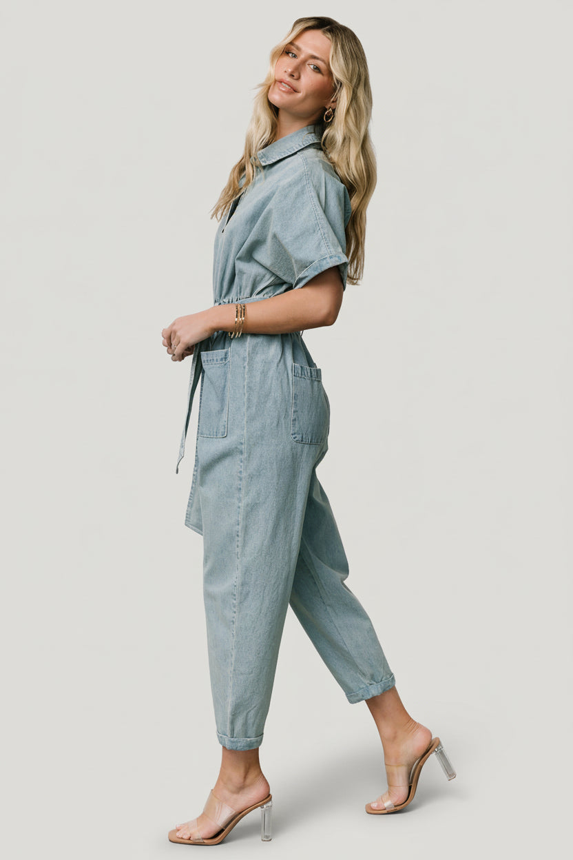 Mateo Button Up Jumpsuit | Denim