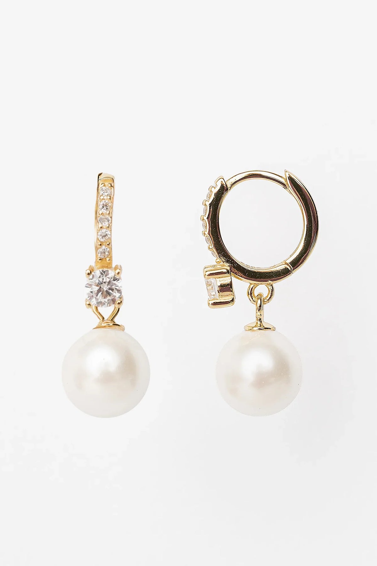 Isabella Pearl Hoop Earrings | Gold