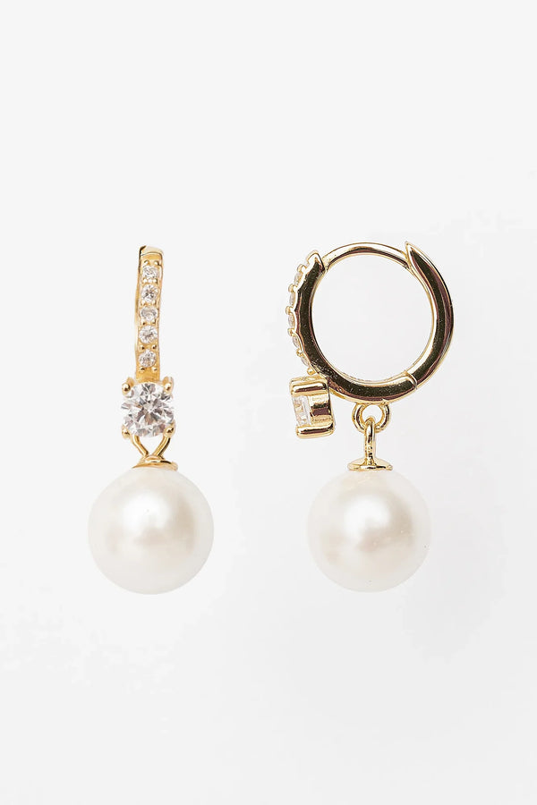 Isabella Pearl Hoop Earrings | Gold