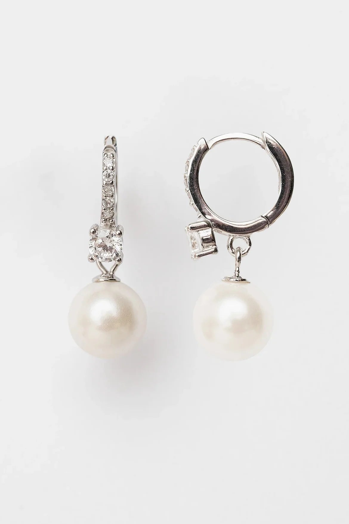 Isabella Pearl Hoop Earrings | Silver Secondary image