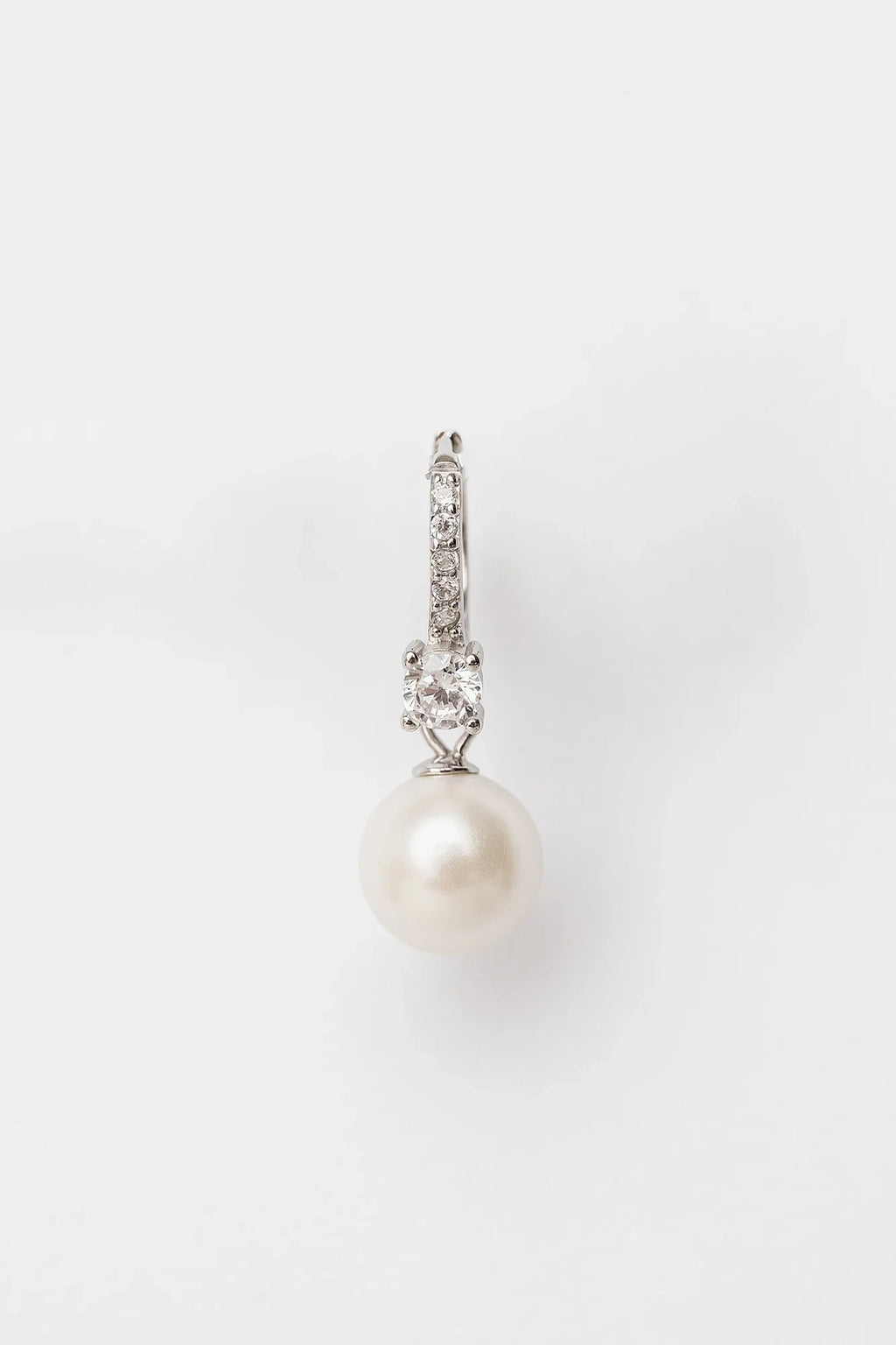 Isabella Pearl Hoop Earrings | Silver