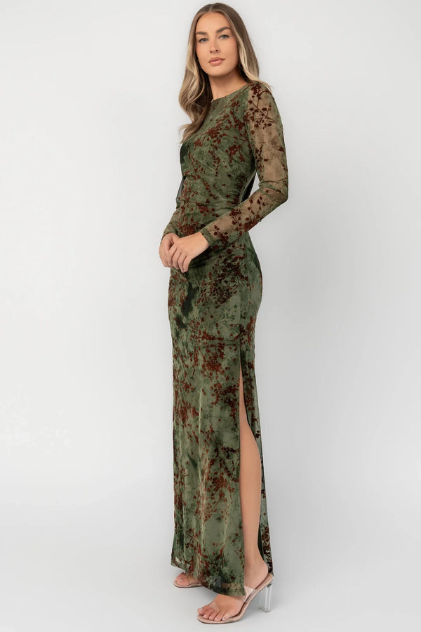 Celine Maxi Dress | Green + Rust