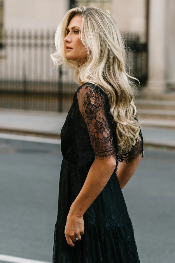 Brittany Lace Midi Dress | Black