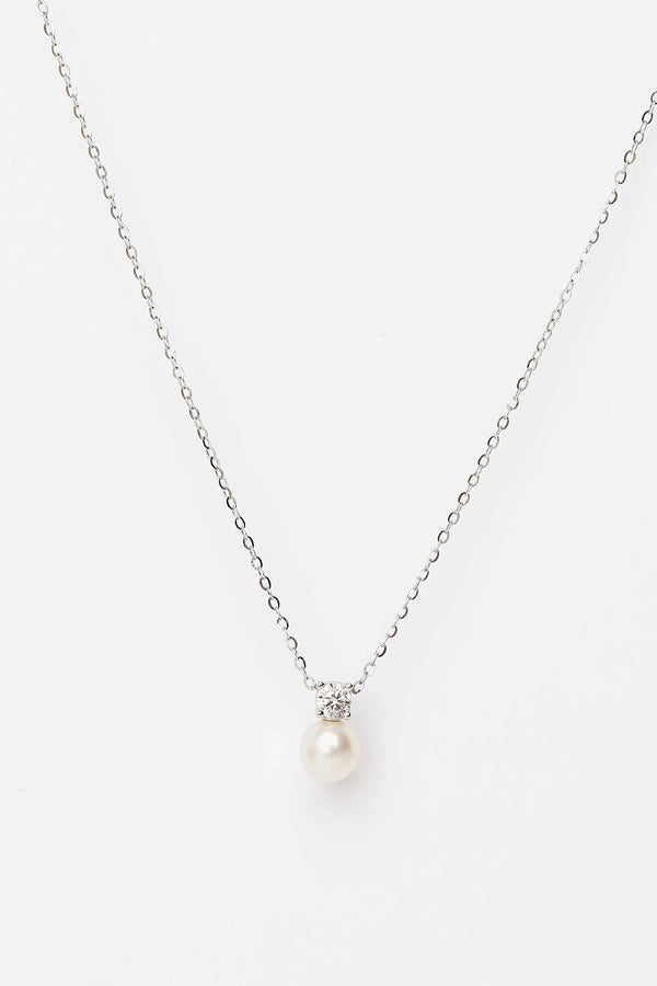Addilyn Pearl Necklace | Silver