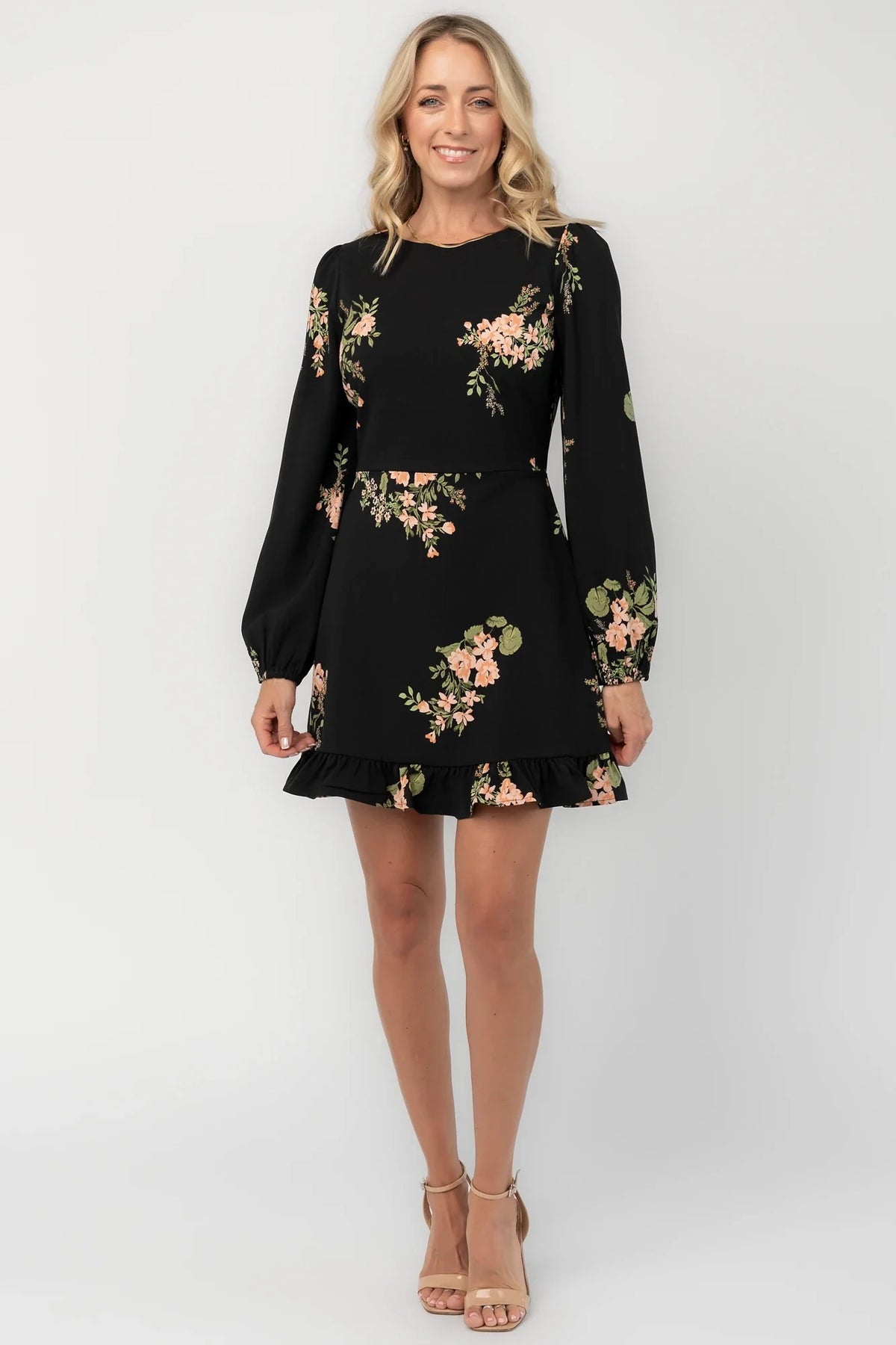 Tylene Short Dress | Black Floral Main image