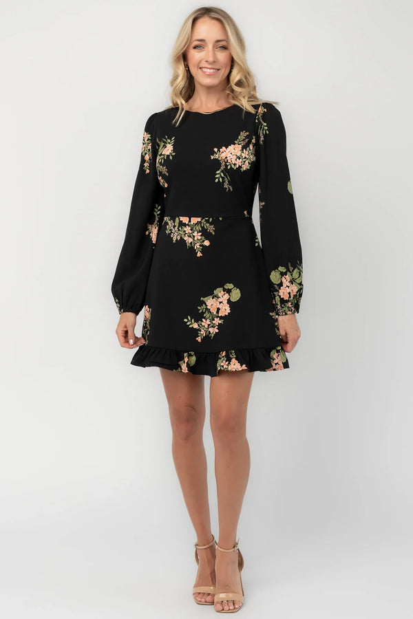 Tylene Short Dress | Black Floral