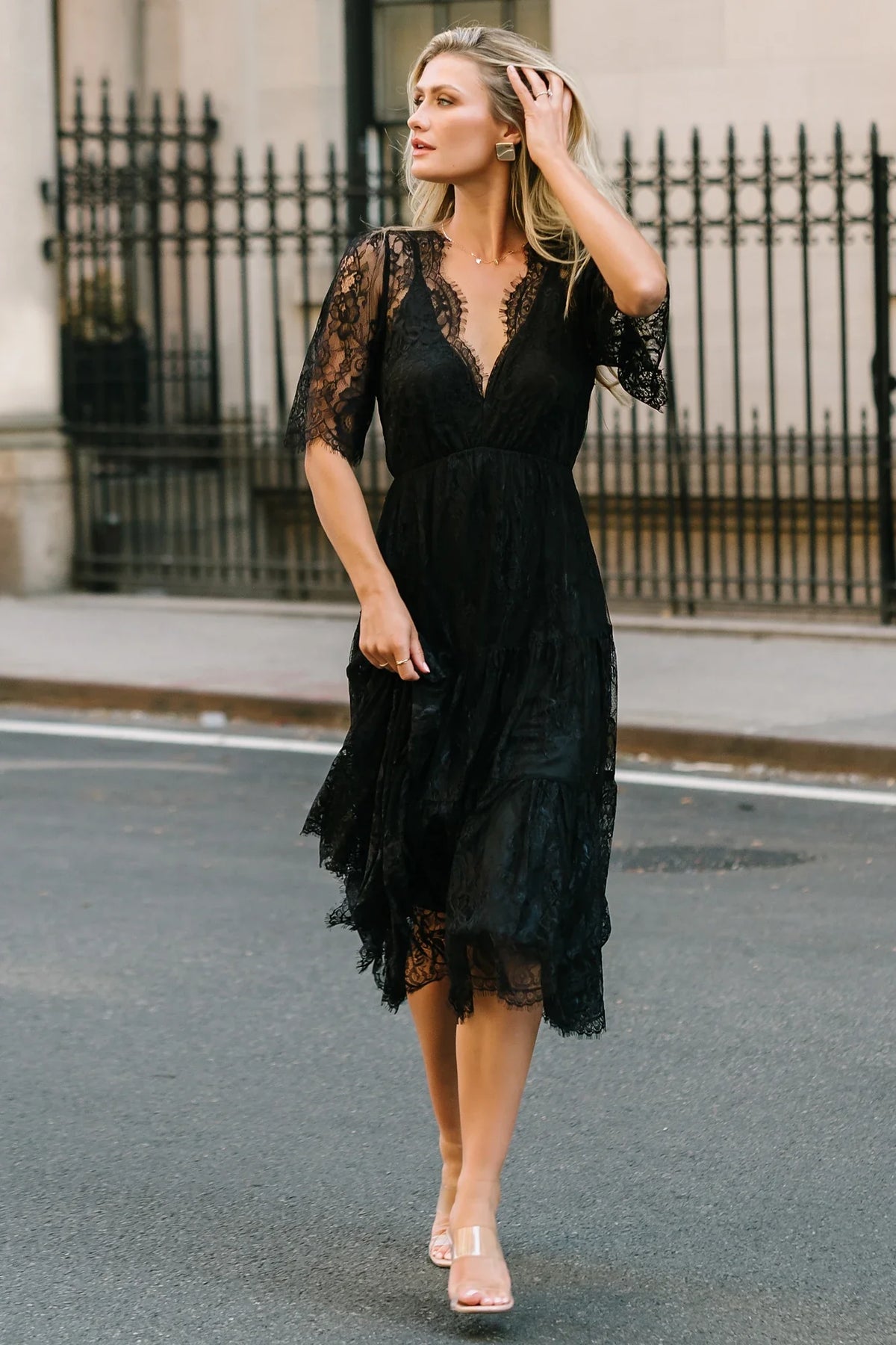 Brittany Lace Midi Dress | Black Main image