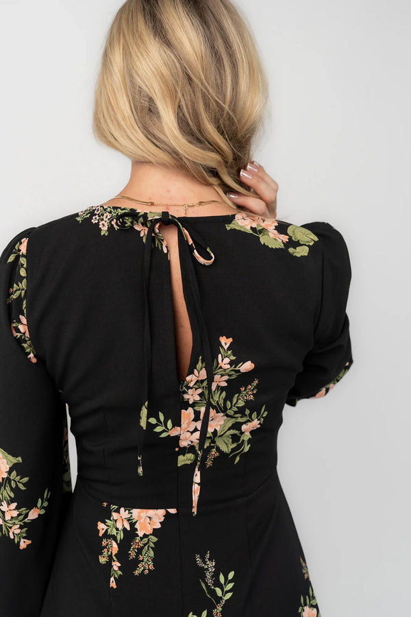 Tylene Short Dress | Black Floral