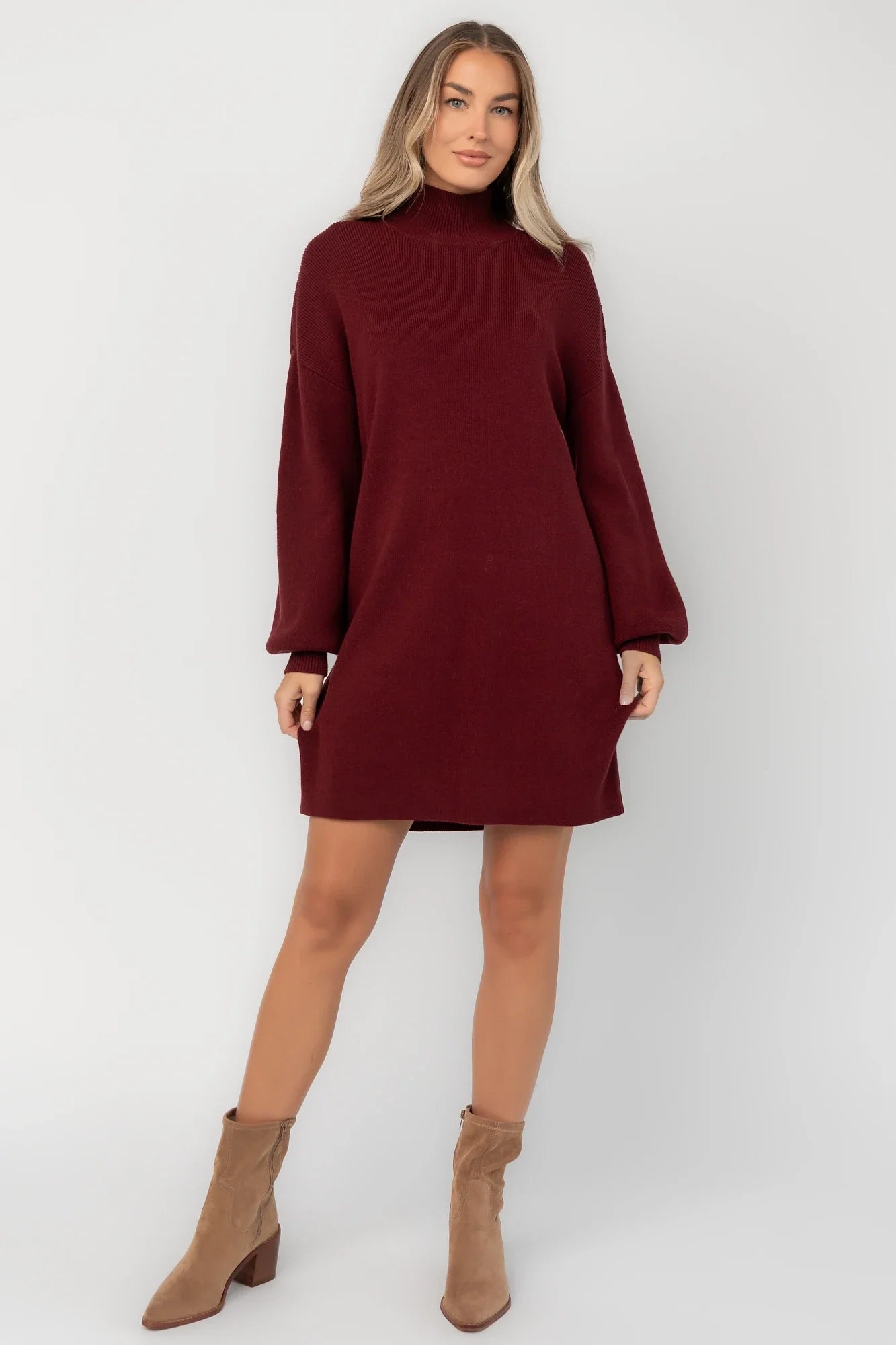 Harlow Sweater Dress | Burgundy Secondary image
