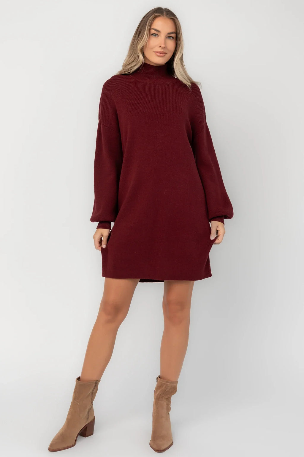 Harlow Sweater Dress | Burgundy