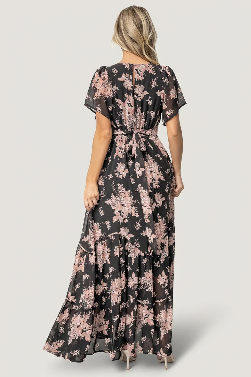 Katherine Maxi Dress | Black + Blush Floral