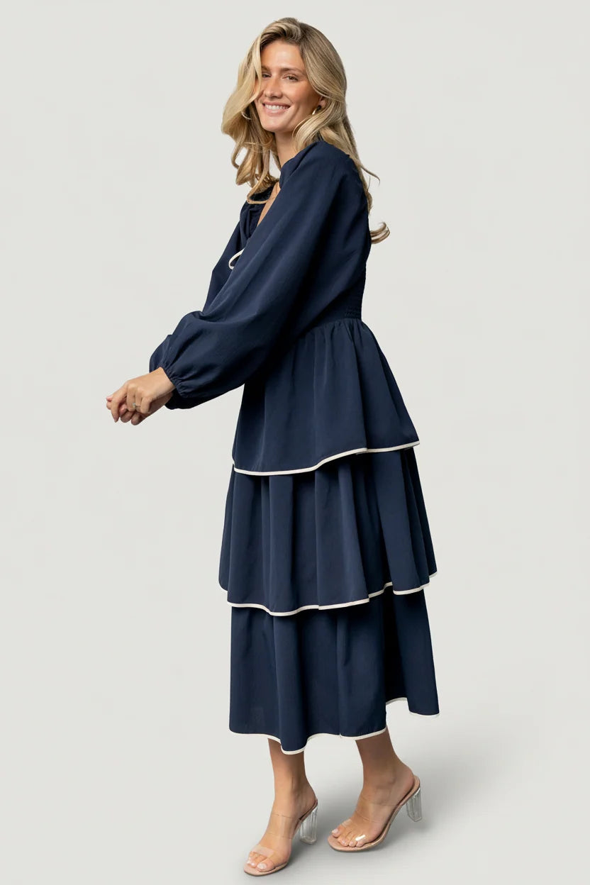 Barcelona Tiered Dress | Navy