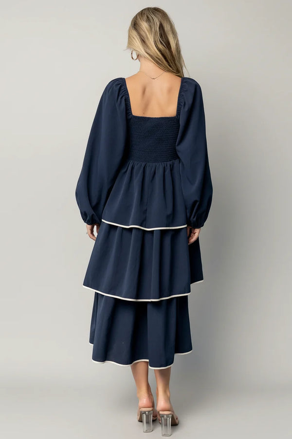 Barcelona Tiered Dress | Navy