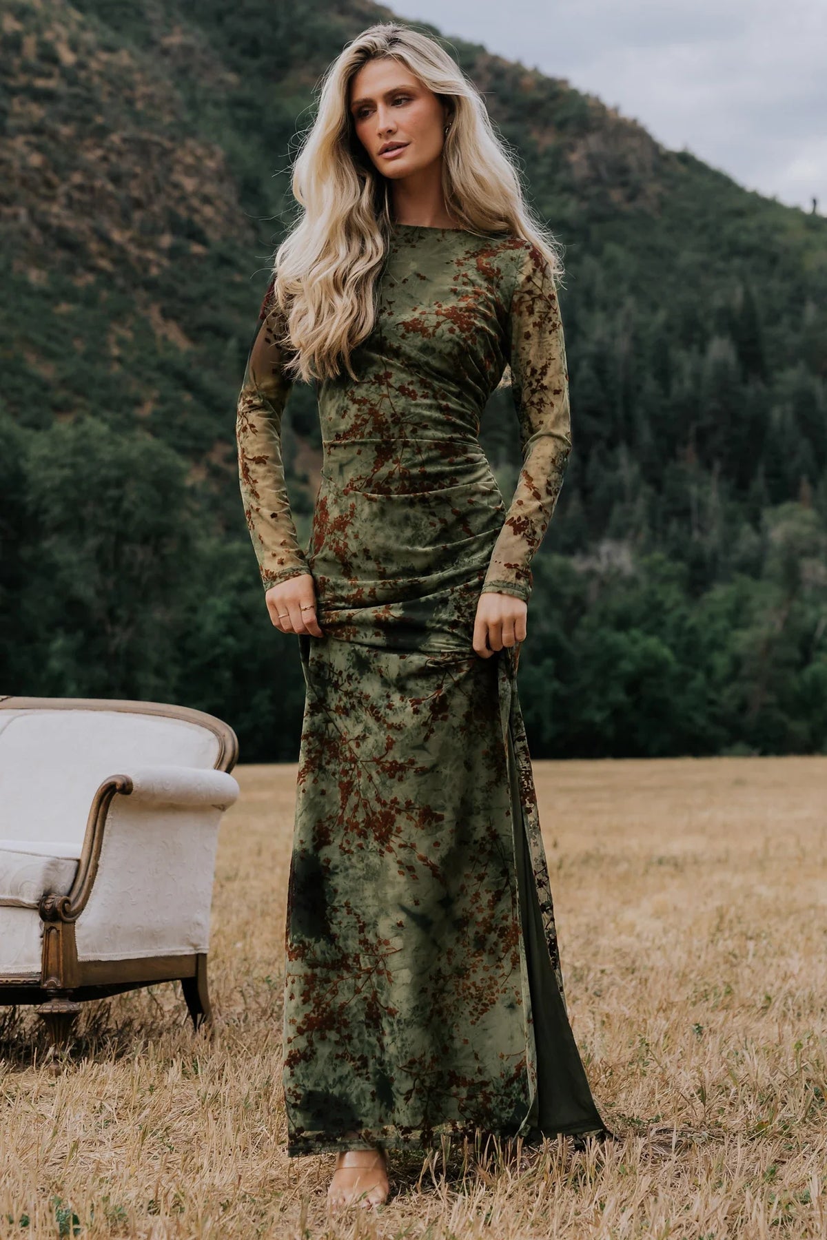 Celine Maxi Dress | Green + Rust Main image