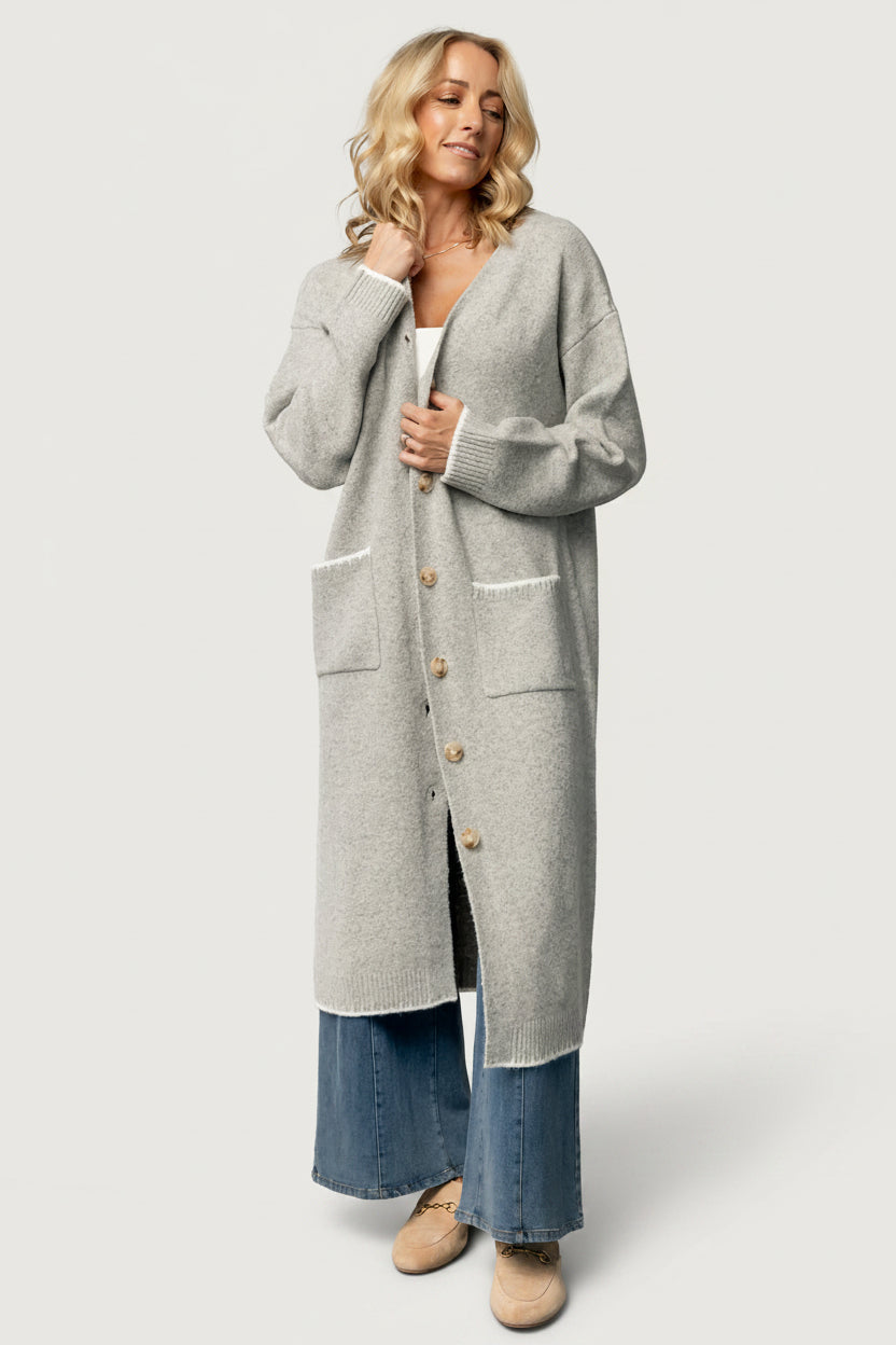 Senna Longline Cardigan | Light Gray Secondary image