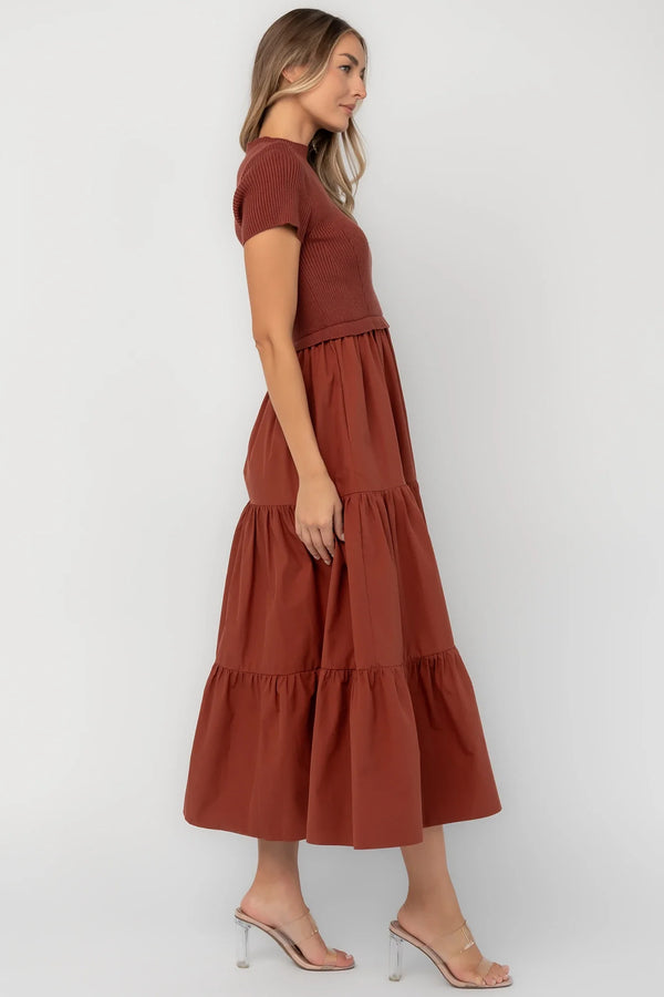 Devotion Tiered Dress | Rust