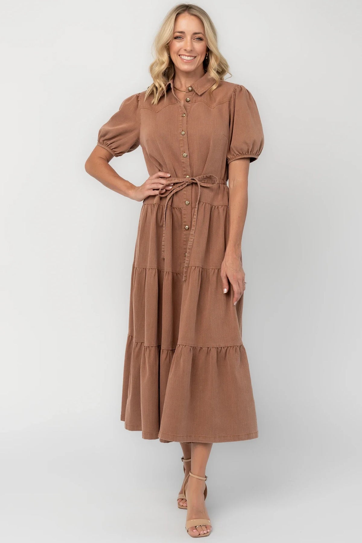 Berlin Button Up Dress | Dusty Mocha Main image