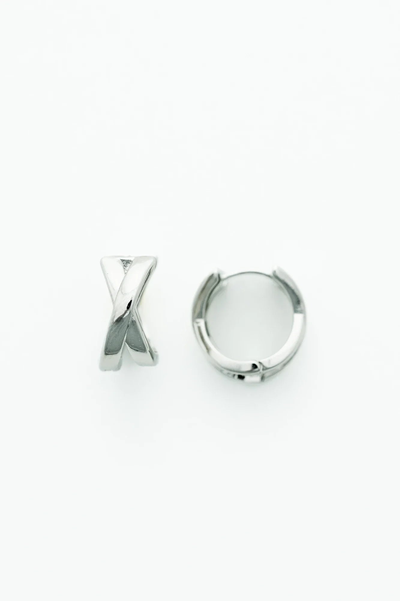 Francesca Crisscross Huggie Hoop | Silver Secondary image