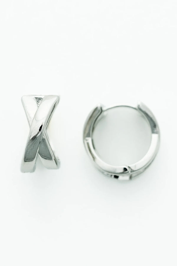 Francesca Crisscross Huggie Hoop | Silver