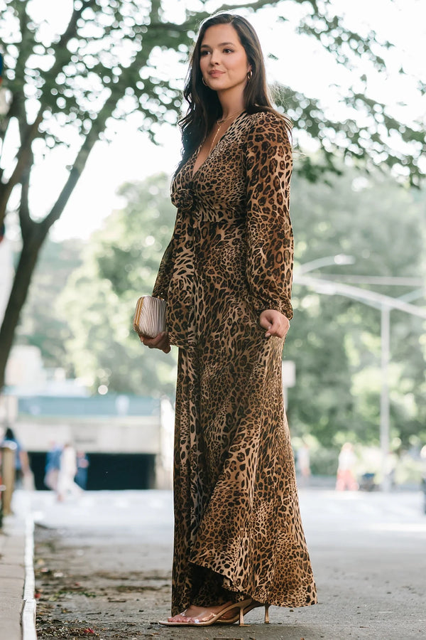 Tribeca Front Tie Maxi Dress | Animal Print