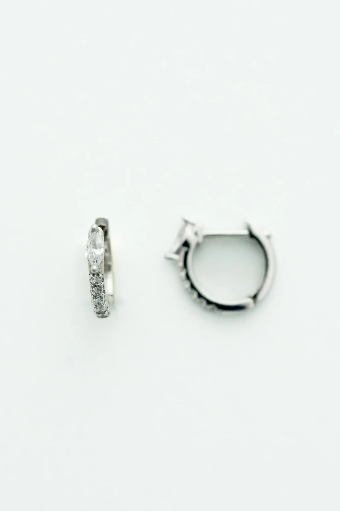 Halo Huggie Hoop Earrings | Silver Secondary image
