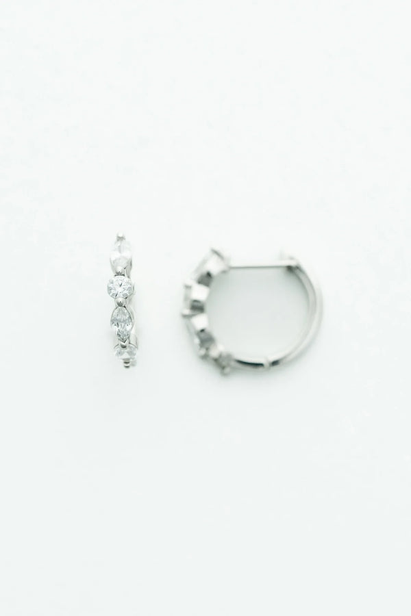 Aria Crystal Hoop Earrings | Silver