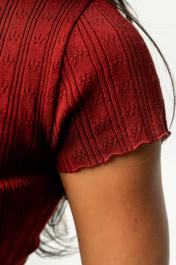 Penny Pointelle Top | Brick