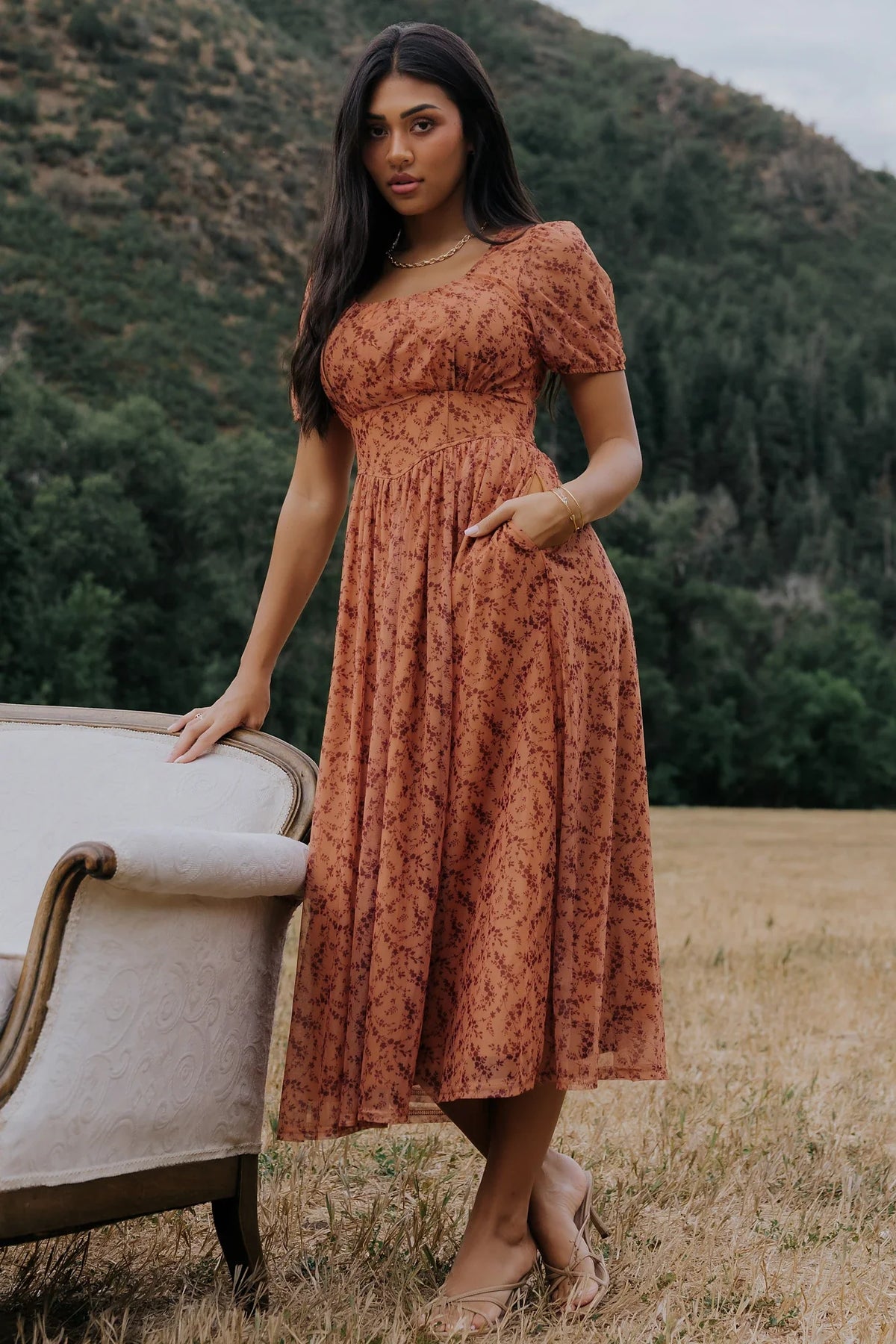 Amabel Midi Dress | Spice Floral Main image