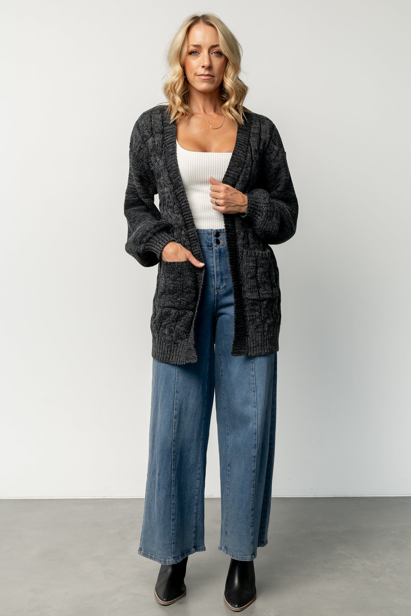 Spencer Chunky Knit Cardigan | Charcoal Secondary image