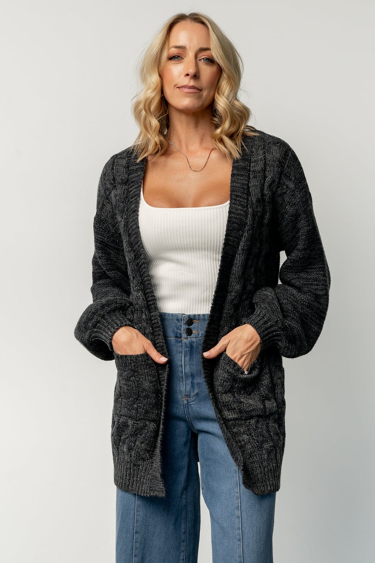 Spencer Chunky Knit Cardigan | Charcoal Main image