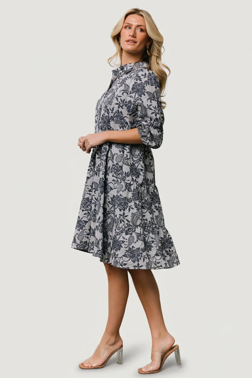 Dakota Babydoll Dress | Navy Print Secondary image