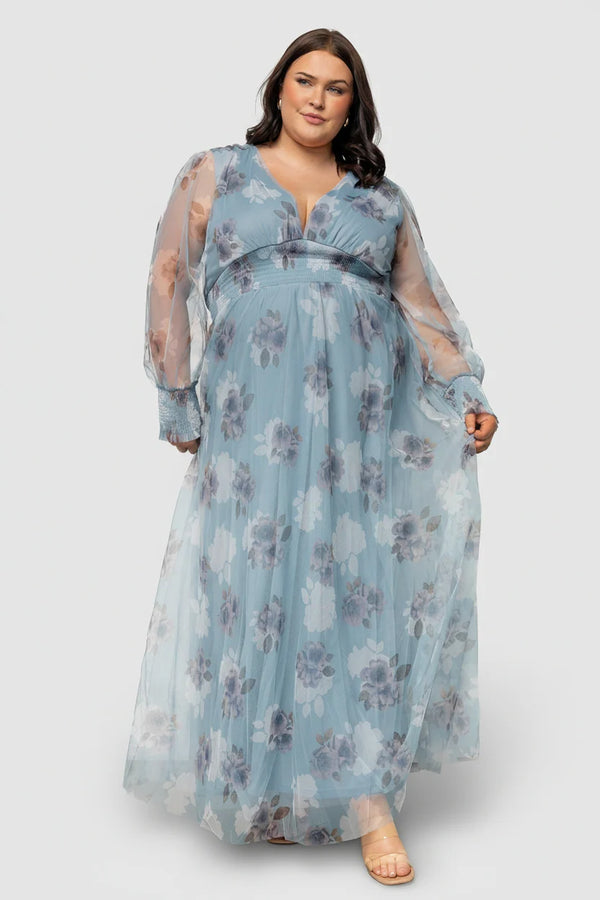 Layla Tulle Maxi Dress | Light Blue Floral