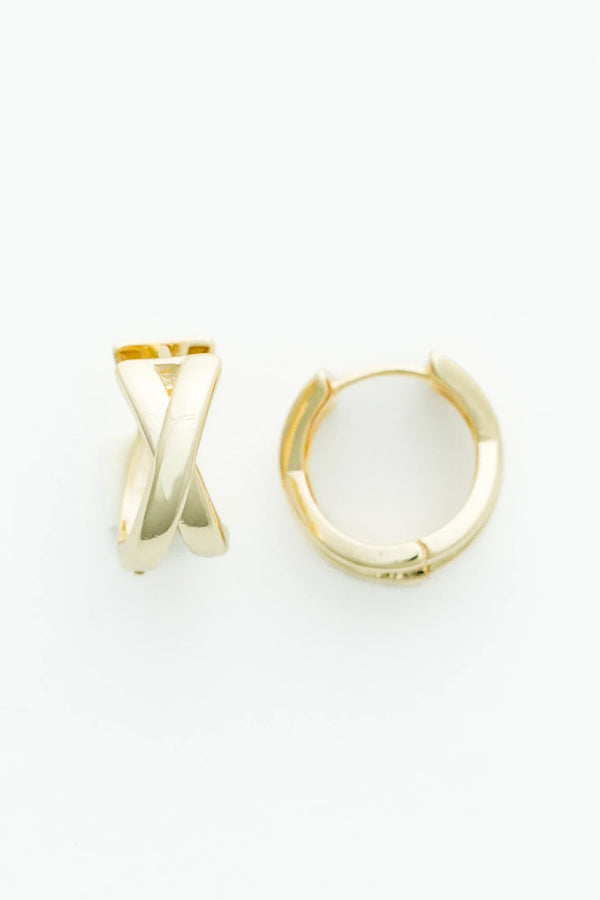 Francesca Crisscross Huggie Hoop | Gold