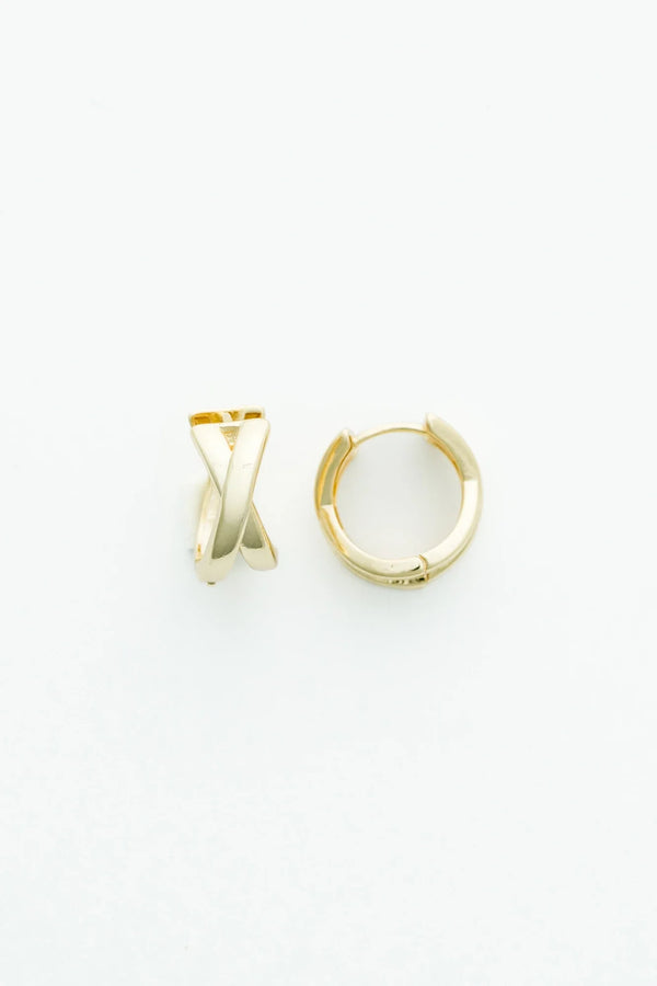 Francesca Crisscross Huggie Hoop | Gold