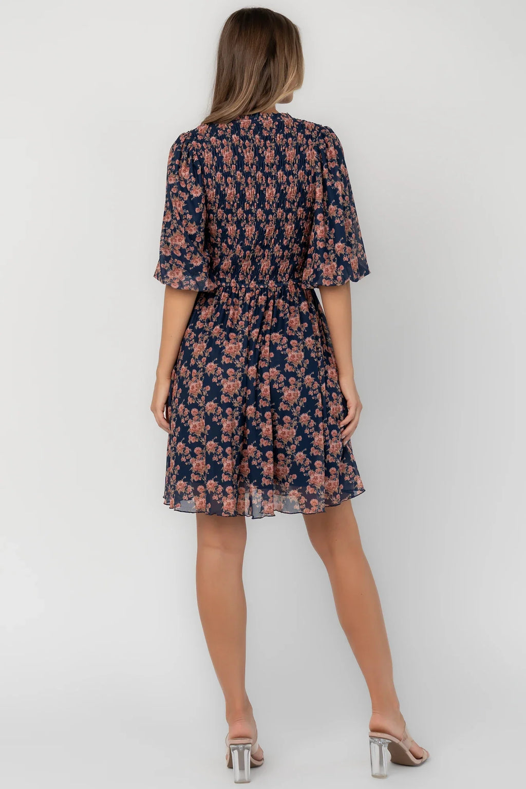 Lyric Smocked Short Dress | Navy Floral