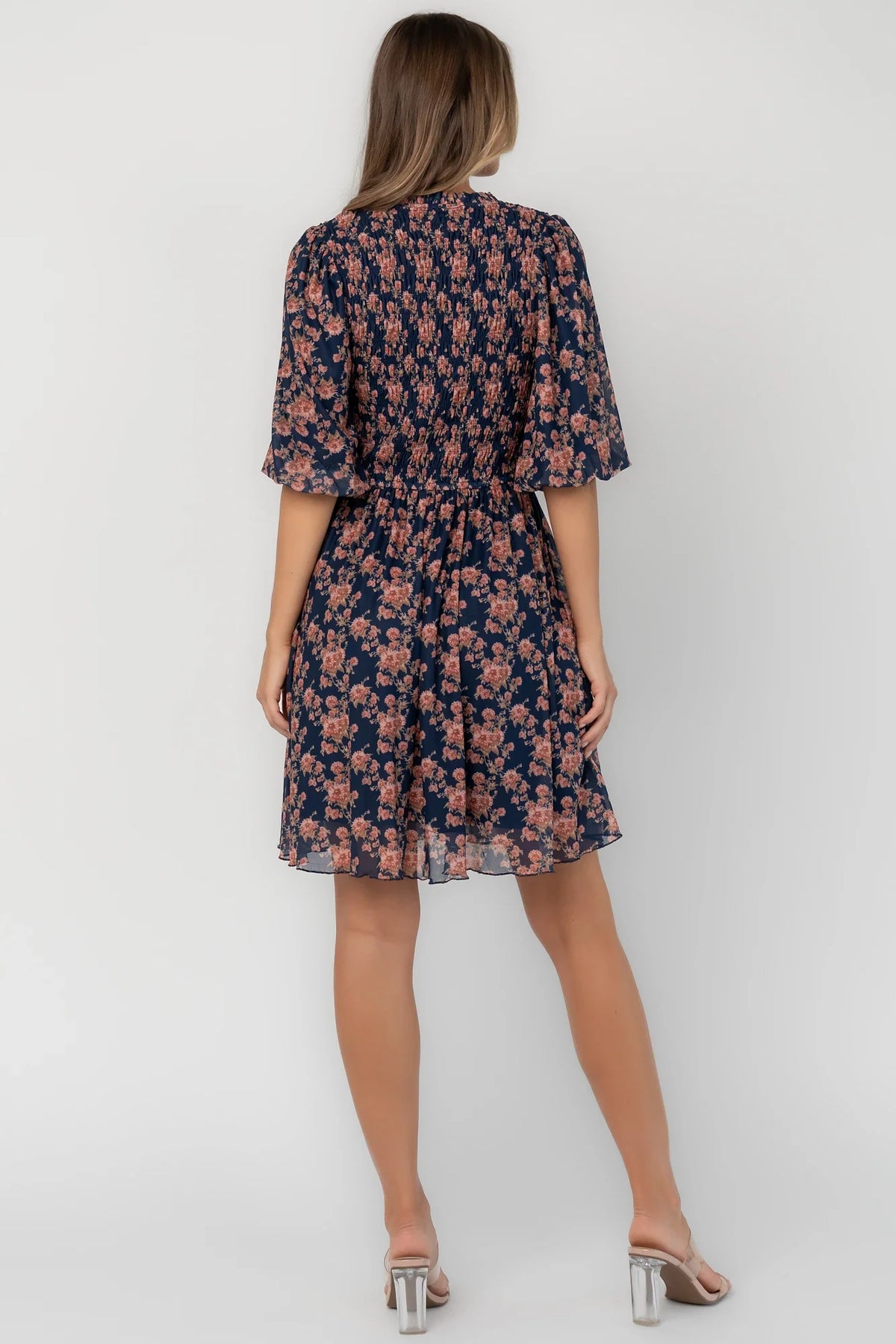 Lyric Smocked Short Dress | Navy Floral