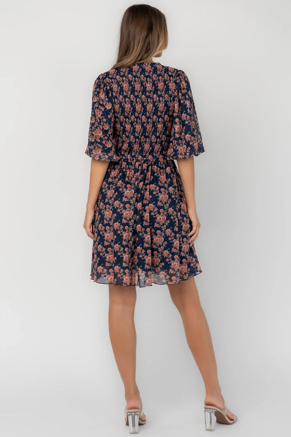 Lyric Smocked Short Dress | Navy Floral