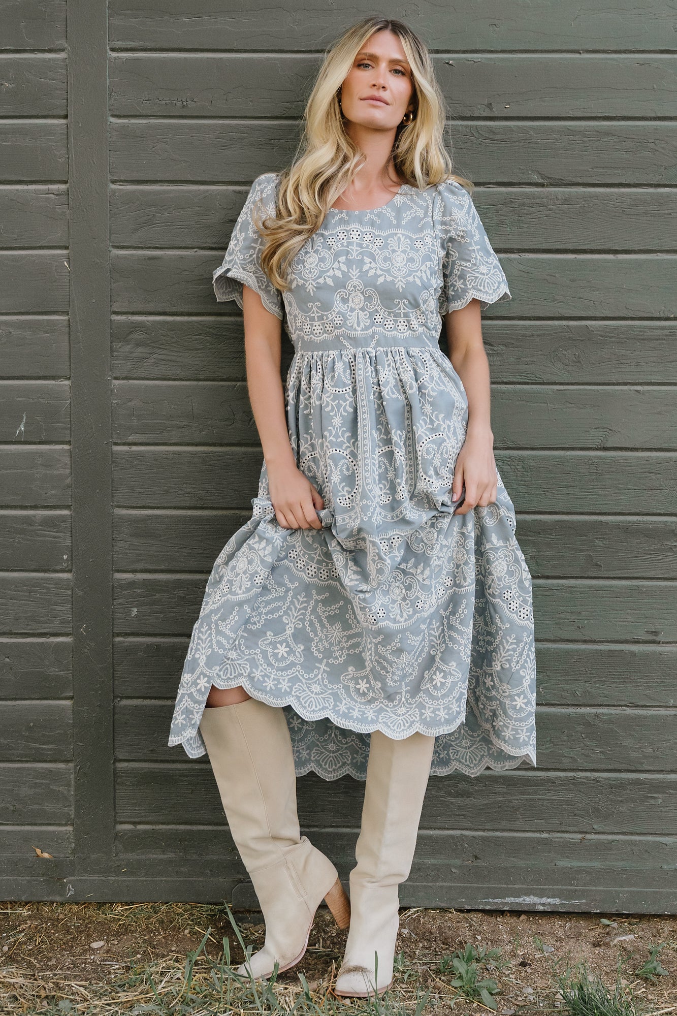 Margot Eyelet Midi Dress | Slate Secondary image
