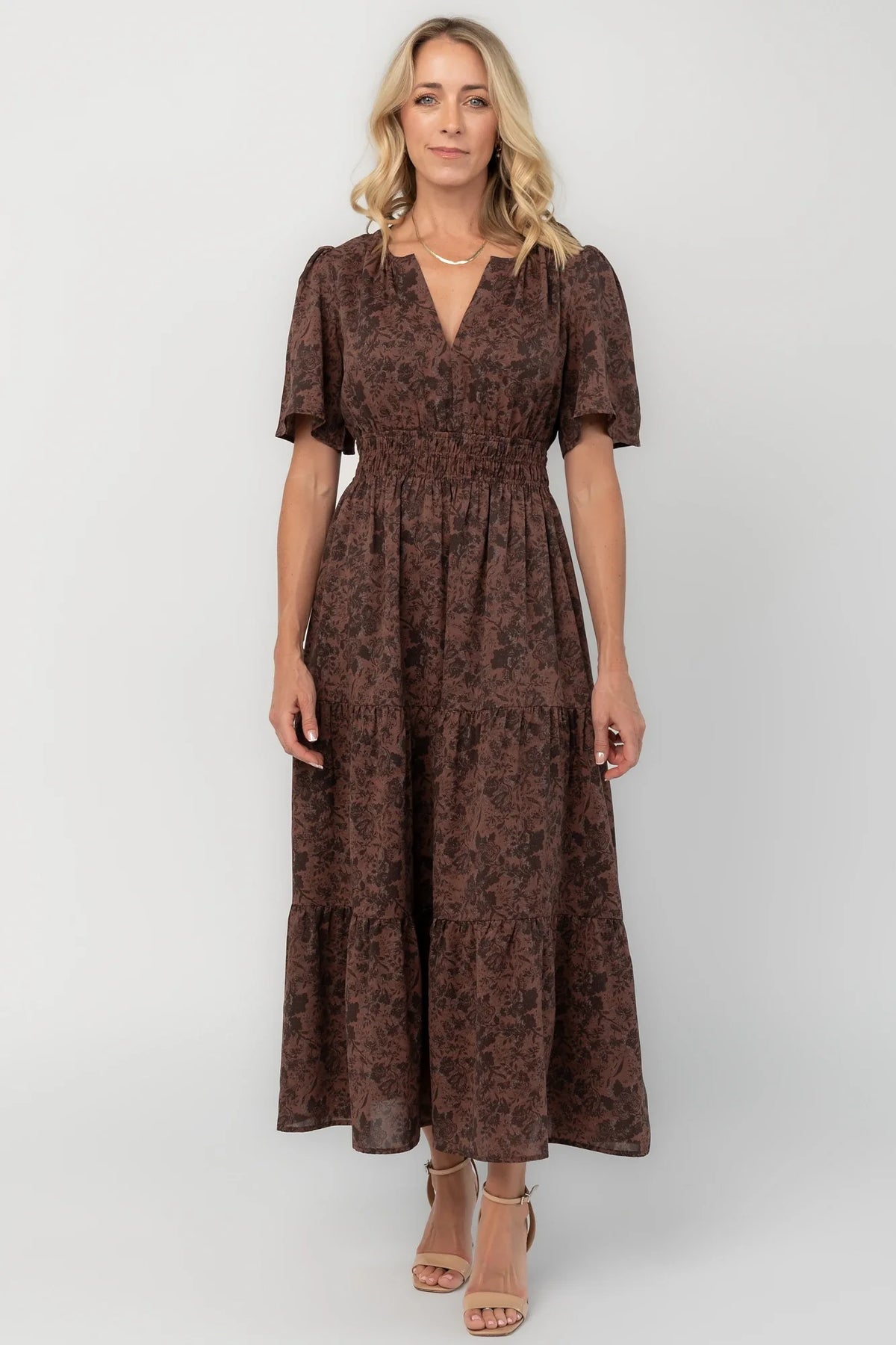 Honora Maxi Dress | Espresso Floral Main image